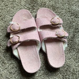 Sandle Slides pink blush fuzzy size 9/10